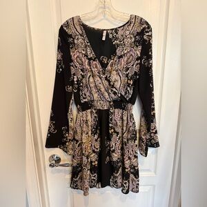 Xhilaration Black and Purple Paisley Dress